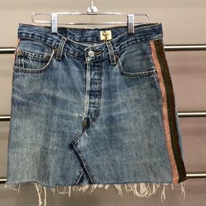 Relove Denim Skirt with Sparkle Stripe Details